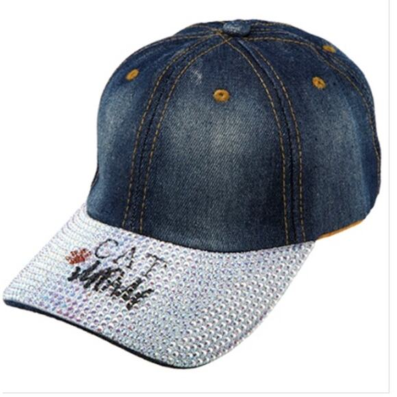 Fashion Hat: Cat Mom Denim Hat with BLING! So Cute! - Picture 1 of 1